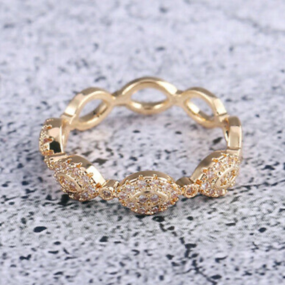 18k Yellow Gold Plated Ring White Sapphire - Picture 2 of 13